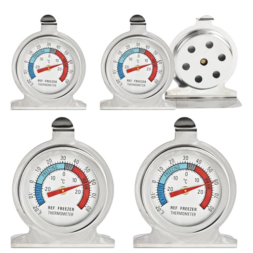 4 Pack Refrigerator FreezerThermometer,Large Dial Thermometer for Fridge Temperature Monitor