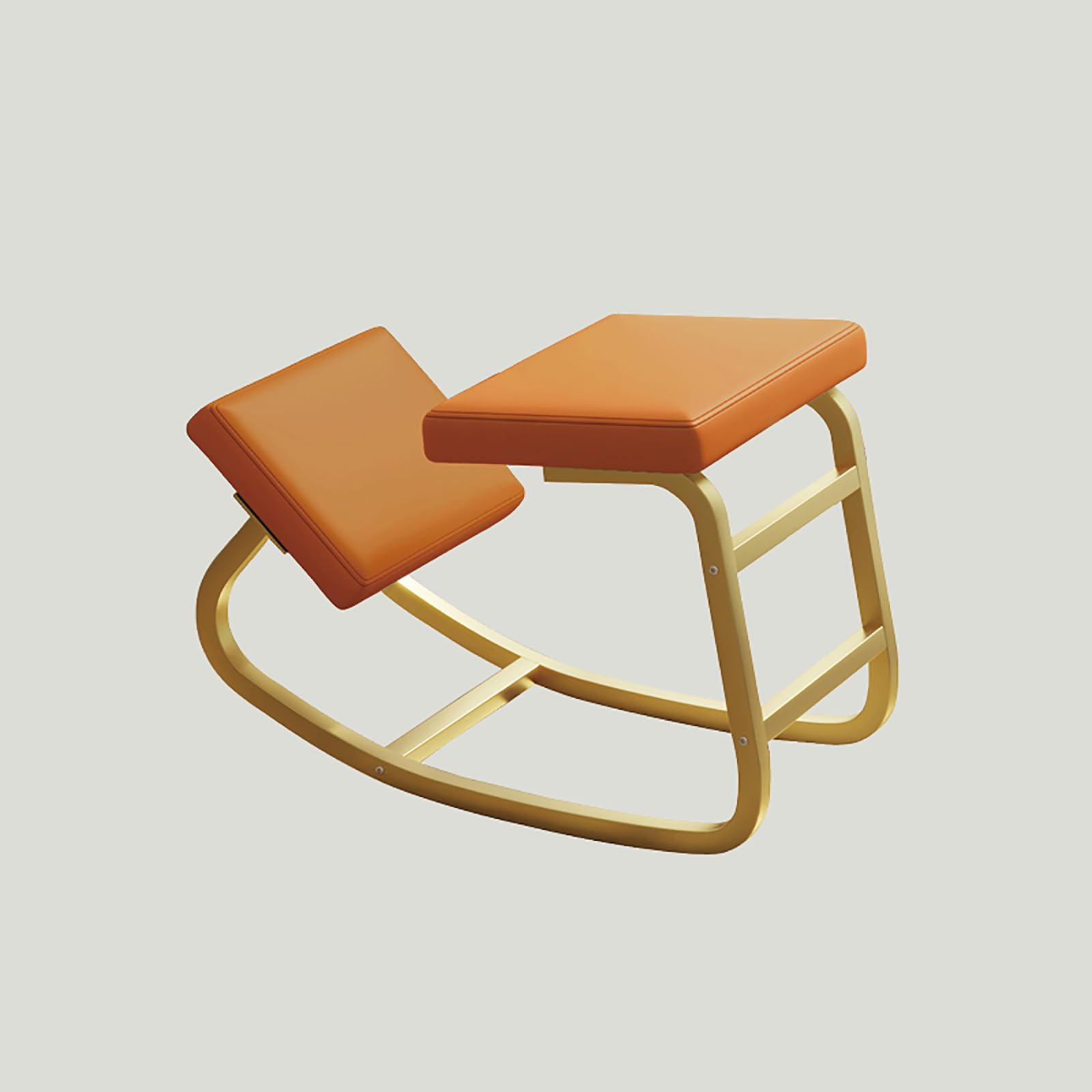 Sedie Innovative in Metallo, Sgabelli Ergonomici, Sedie da Correzione della Postura Seduta, Sedie da Ufficio per Studio in Ginocchio per Camere da Letto Aule Scrivanie(Gold Frame, Orange 1)