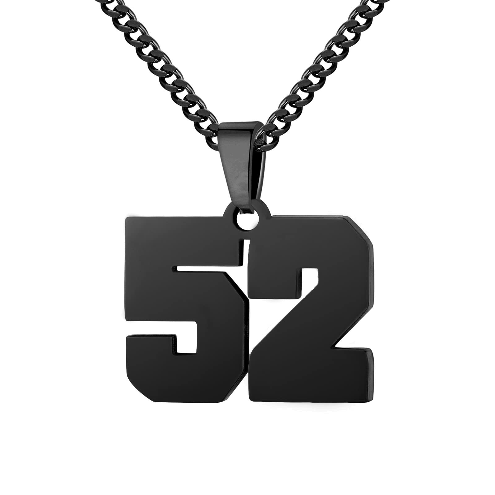 Number Necklace for Boy 0-99 Athletes Jersey Number Necklace Stainless Steel Chain 22+2 inch Personalized Number Charm P