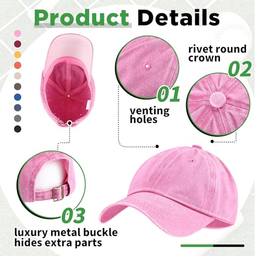 Image of Bonuci 24 /50 Pack Vintage Baseball Hat Bulk Washed Baseball Cap Adjustable Cotton Golf Hats for Men Women Sports