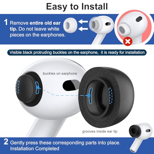 Memory-Foam-Ohrstöpsel für AirPods Pro 3, geräuschisolierende Ersatz-Ohrtips mit sicherem Sitz, weicher, Aufbewahrungsbox, 5 Paar (XXS/XS/S/M/L)