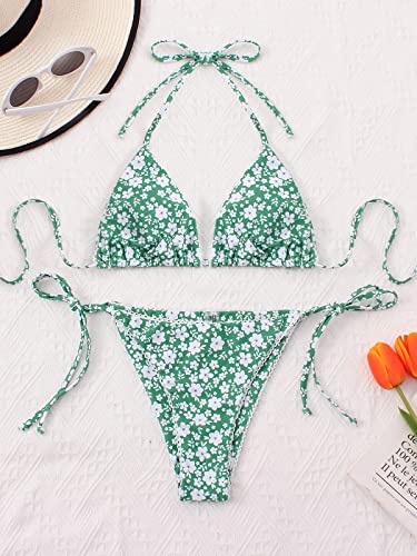 Image of Bikinis Swimsuit Set for Women Swimwear Triangle Bathing Suit Tie String Thong