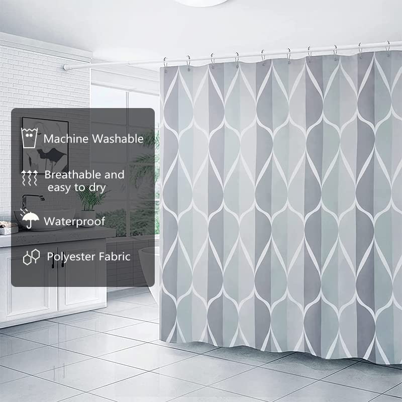 Image of LLSCL Grey Grid Fabric Shower Curtain Liner with Magnets, Waterproof Hotel Quality, 72 x 72 Machine Washable