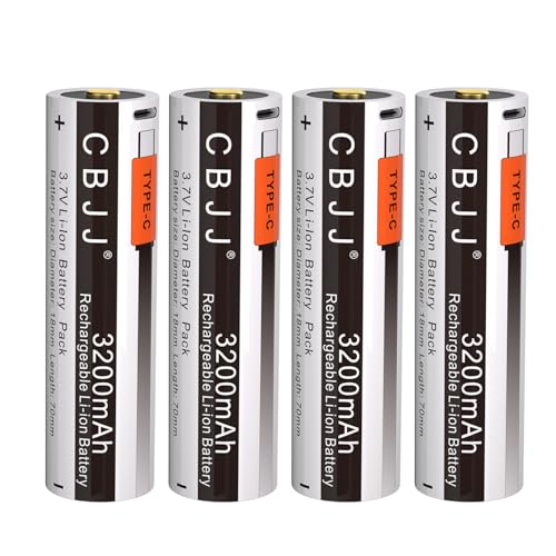 CPZZ USB-C 3.7V Rechargeable Battery 3200mAh Compatible with Streamlight 22104 Replacement for SL-B26 X Series Dual Fuel Flashlights and More, 4Pack