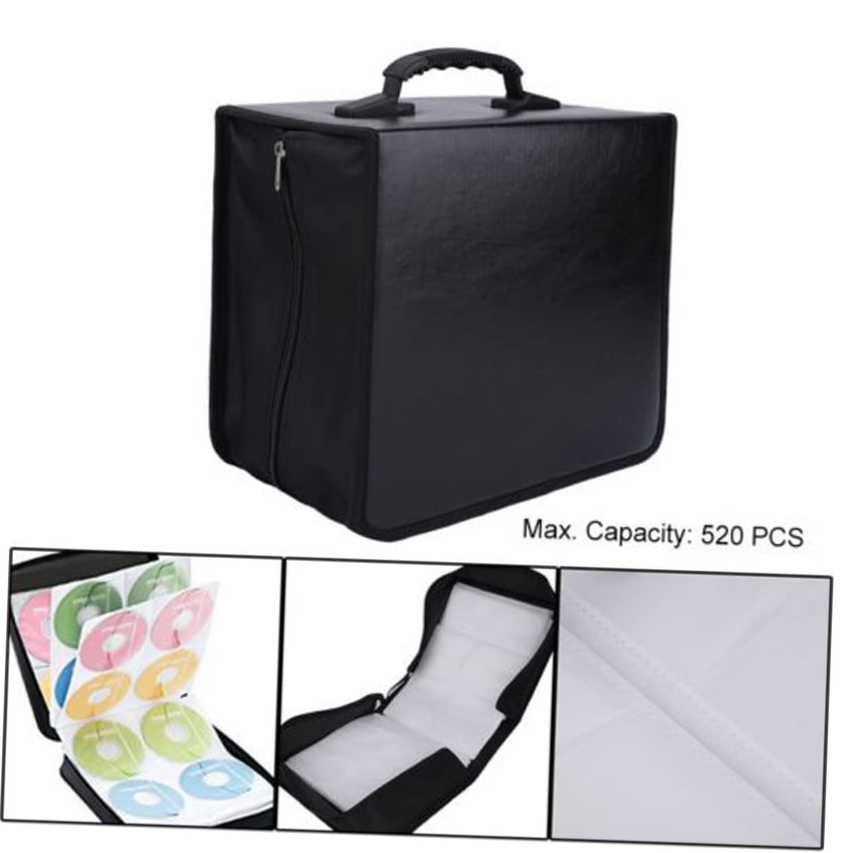 Cabilock Porta CD da Viaggio Grande Capacità, 360 Dischi, Nero, Chiusura a Zip, Organizer per Musica e Dvd in Casa e Auto