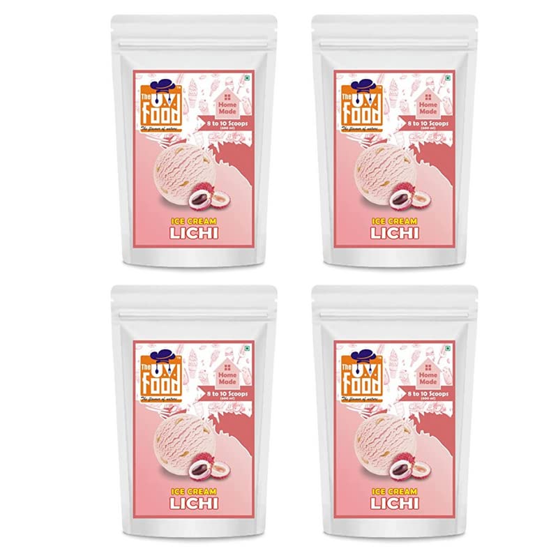 The U.V. FOOD Instant Mix/Premix Lichy Ice Cream Mix Powder | Easy to Make | Ready to Eat (Pack of 4)