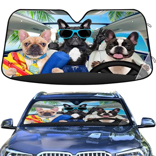 Pare-soleil voiture bouledogue français drôle protection UV fenêtre avant petite voiture SUV