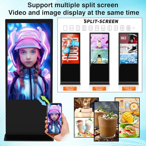 Image of 55 inch 4K Touchscreen Digital Signage Kiosk IPS LCD Display Floor Standing Digital Kiosks Interactive Ad Player with WiFi /HDMI /USB Input Android 11 System Advertising Media Player