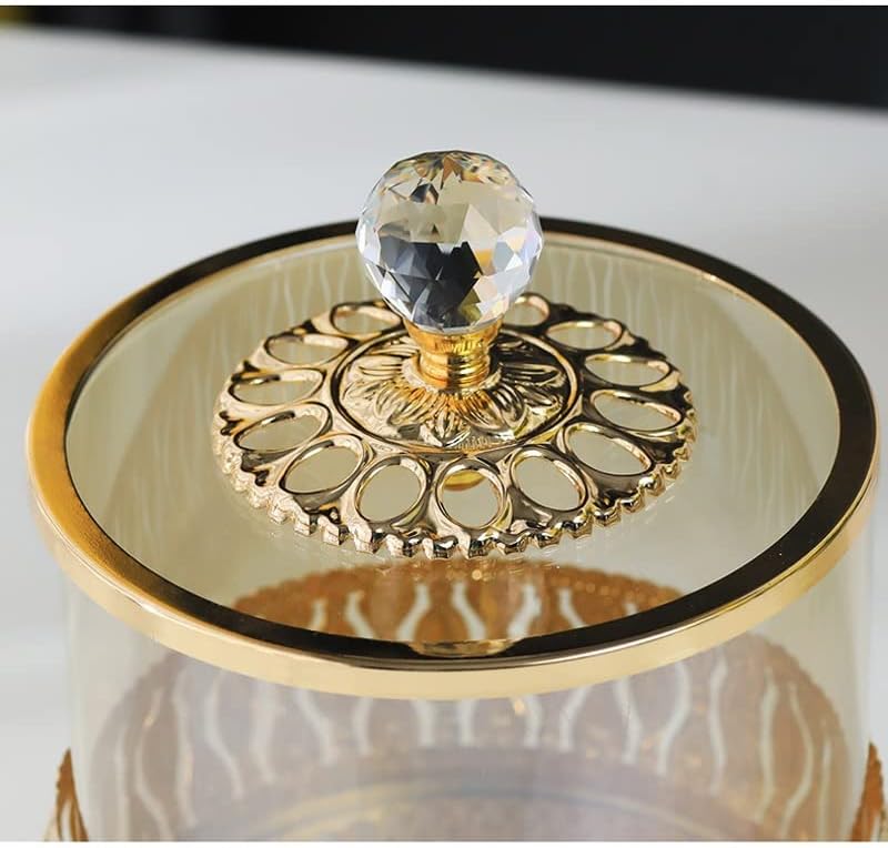 Miniatura 7 de JHHDP - Tarro de cristal de metal europeo transparente con tapa contenedor de almacenamiento para botella de vidrio color  D tamaño L