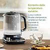 LAICA ISEO Bollitore Elettrico Filtro, Capacità 1,5L con Livelli di Temperatura Variabili + 1 Cartuccia Filtro Acqua Bi-flux® per Tè e Caffè, 2.5kw - Vetro, Nero