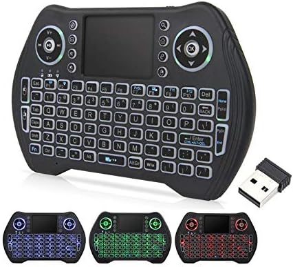 Backlit Mini Wireless Keyboard Touchpad Mouse Combo with Rechargable Li-ion Battery Multi-Media Keys, Handheld Keyboard for Android TV Box, Smart TV, X-Box, PC, HTPC, PS3, Android Windows Linux MacOS