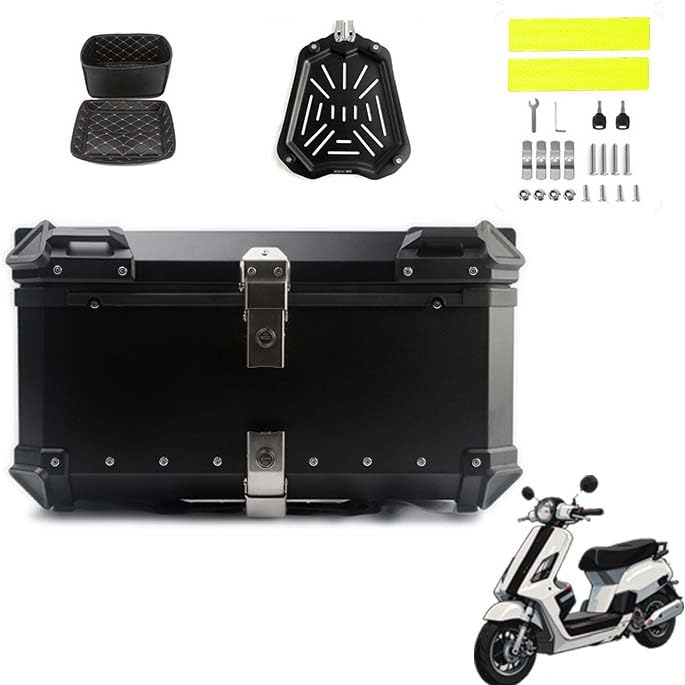 Top case moto en aluminium premium noir de 65L, bagagerie robuste avec serrure pour NMAX 155