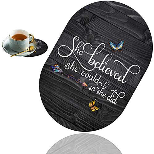 Personality Mouse Pad with Coaster Set, She Believed She Could So She Did Fashion Design Mouse Pad Non-Slip Rubber Gaming Mouse pad Computer Laptop