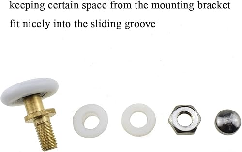 Miniatura 2 de Hahiyo Ruedas para puerta de ducha de latón de 0.787 in de diámetro con tornillos de acero inoxidable, rodillos de nailon duradero, rodamientos de