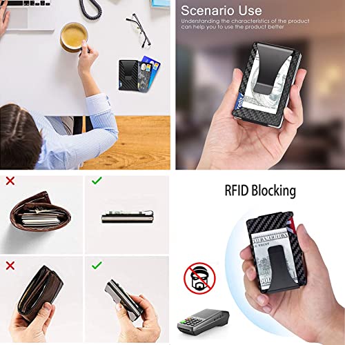 Lywencom Carbon Fiber Wallet,RFID blocking anti-theft card ultra thin cash credit holder black,metal money clip lightweight high classic portable durable4