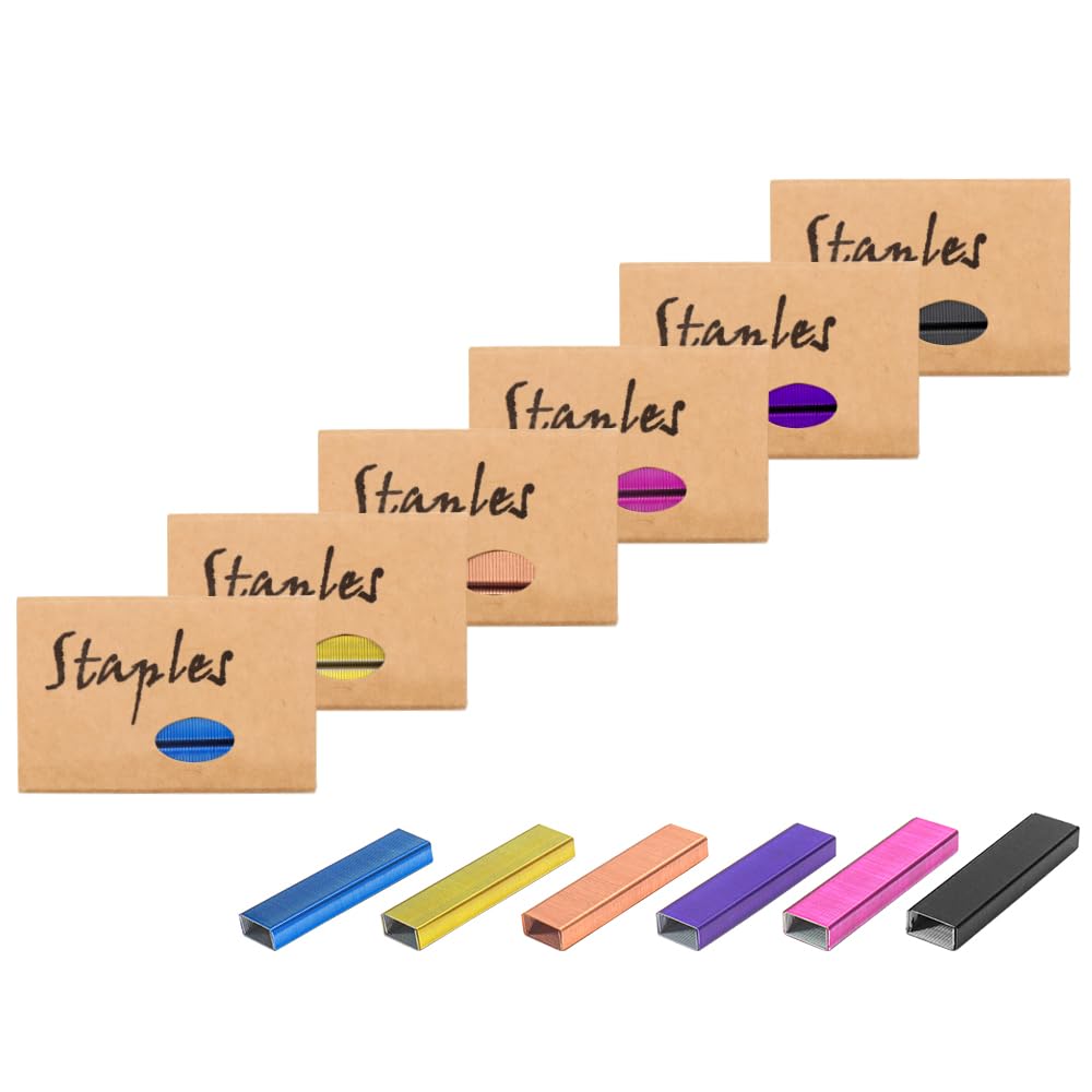 Mogoostry 26/6 Standard Staple 1/4 Inch Jam Free Stapler Refills for Home Office Supplies, 6 Pack, 6000Pcs Staples in Total, 6 Colors