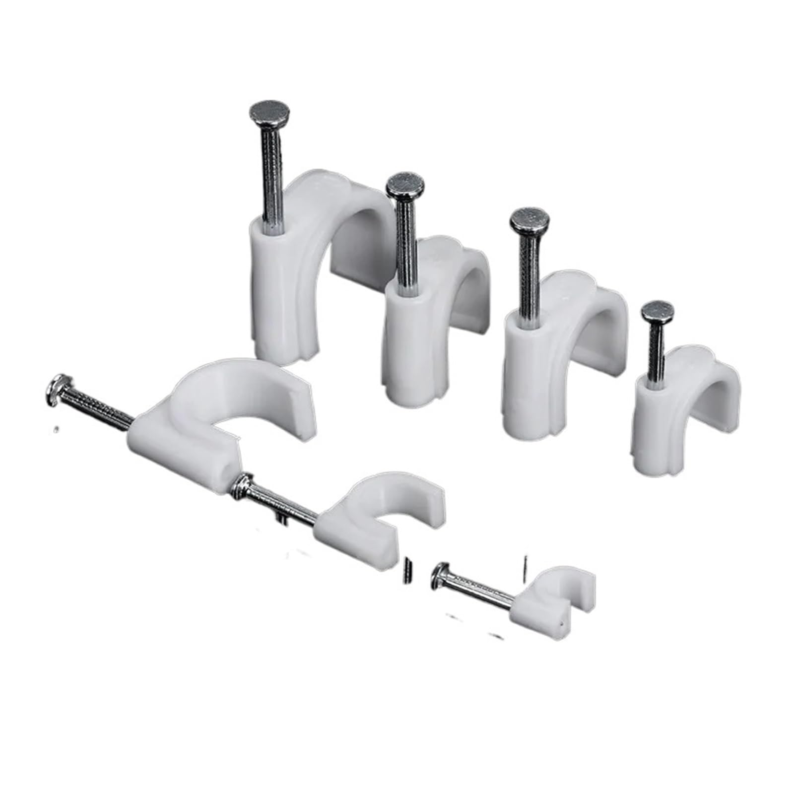 Serre-câbles avec clous en acier, Clips de câble ronds en forme de U, 100 pièces, pince à ongles murale suspendue en acier inoxydable 4-12mm(12mm)