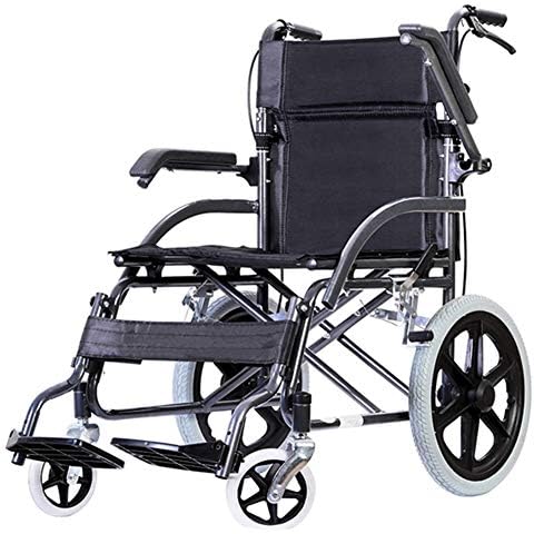 Wheelchair Transit Travel Chair-Lightweight Portable Travel Scooter Foldable Elderly Disabled Trolley The Armrest Can Be Folded 90 Degrees Paragraph Black JINJINTAO Cover