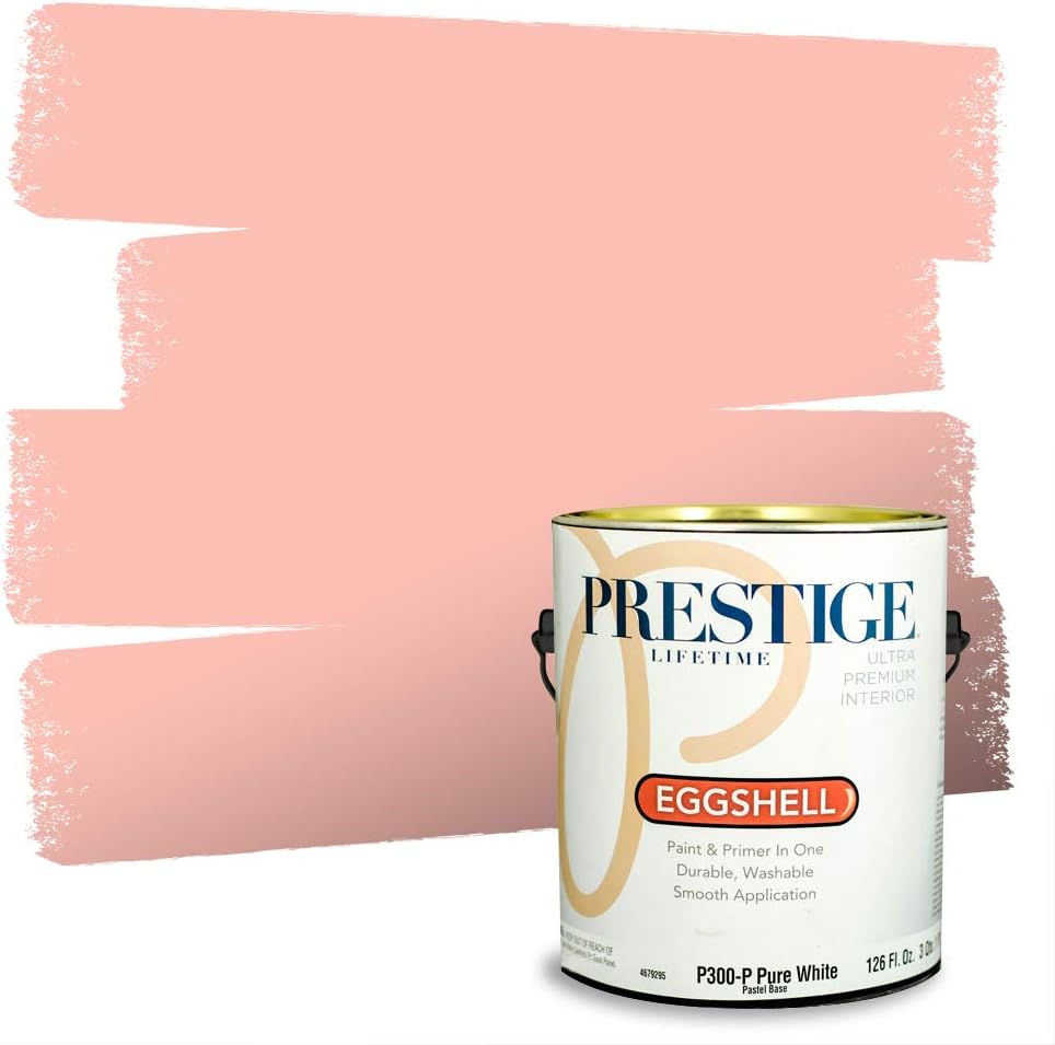 PRESTIGE Paints Interior Paint and Primer In One, 1-Gallon, Eggshell, Comparable Match of Benjamin Moore* Pink Canopy*