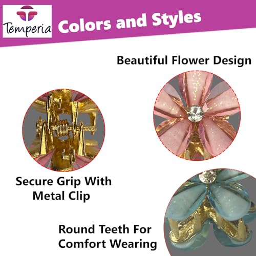 Image of TEMPERIA (10 pcs) Hair Clips for Girls Women & Kids - Clutcher Clutches Claw Clip Accessories - Small, Stylish and Fashionable (Multicolour) (DN01)