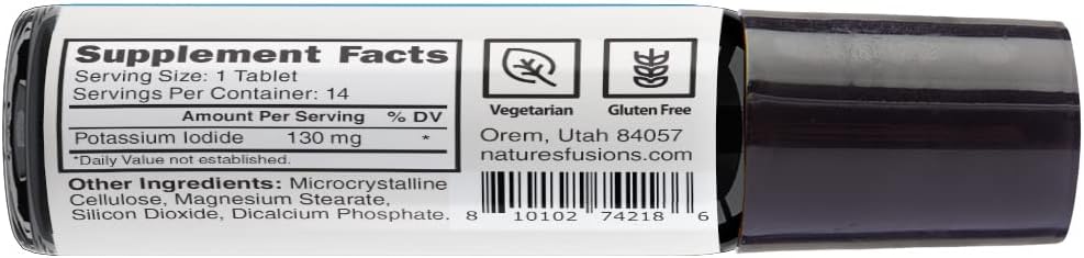 Nutri Potassium Iodide Tablets 130 mg - Travel Size 14 Tablets Potassium Iodide Pills - Thyroid Protector Potassium Iodine Tablets 130 mg - YODO Naciente Ki Pills (14 Tablets) : Health & Household