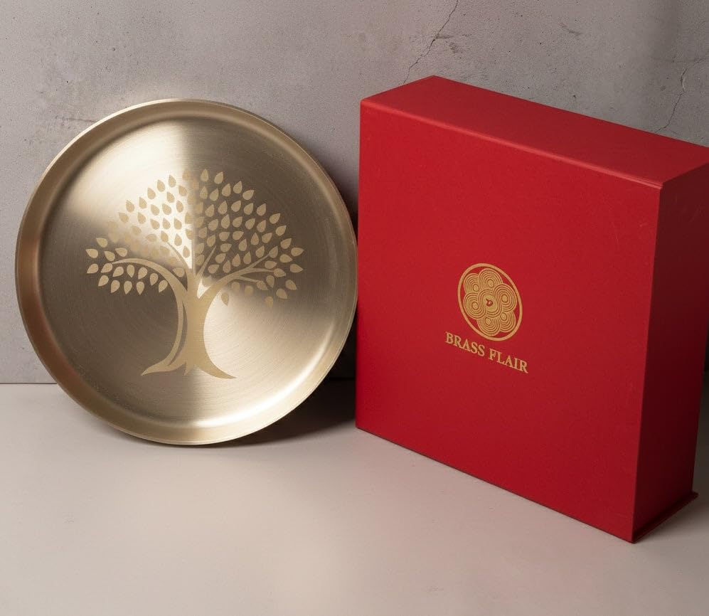 Image of Bronze Thali - Matt Finish | Traditional Handcrafted Bronze Dining Set for Home Kitchen | Elegant Dinnerware Set for Everyday Meals, Serving and Festive Dining Use