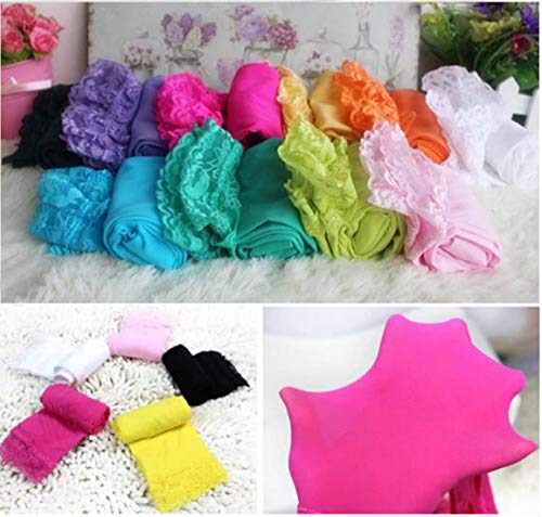 Baby Kids Microfiber Stretch Footless Thick Stocking Tight Legging Lace Ruffle for Girls 1-6yrs, Various Candy Colors4