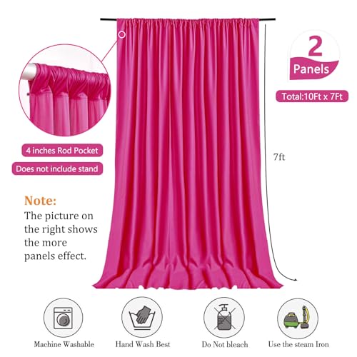 Image of 10 x 7 Feet Fuschia Backdrop Curtain for Partie, Background Curtains for Photoshoot, Birthday, Wedding, Halloween, Thanksgiving, Christmas, New Year Party Decorations 5Ft x 7Ft, 2 Panels