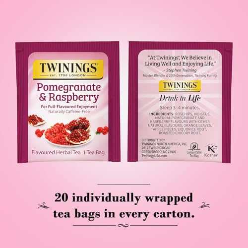 Twinings Herbal Pomegranate and Raspberry Tea, 40 Count