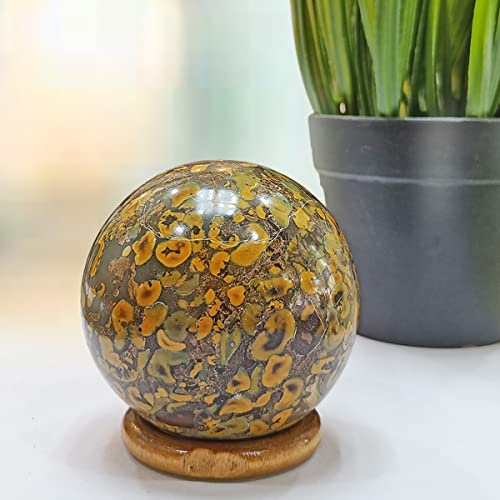 Image of Shubhanjali Healing Crystal Stone Sphere Vastu Natural Ajooba Jasper Crystal Sphere Ball Crystal Ajooba Jasper Stone Sphere for Home Decor Showpieces Table Decor Meditation 350-400 Gm