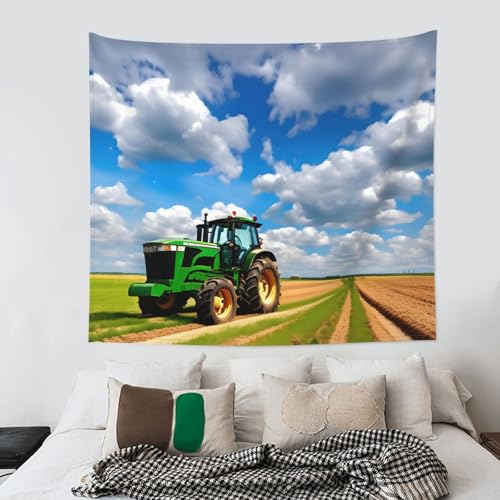 Tapisserie tracteur ciel bleu JEJEA pour transformer une chambre triste en espace d'évasion