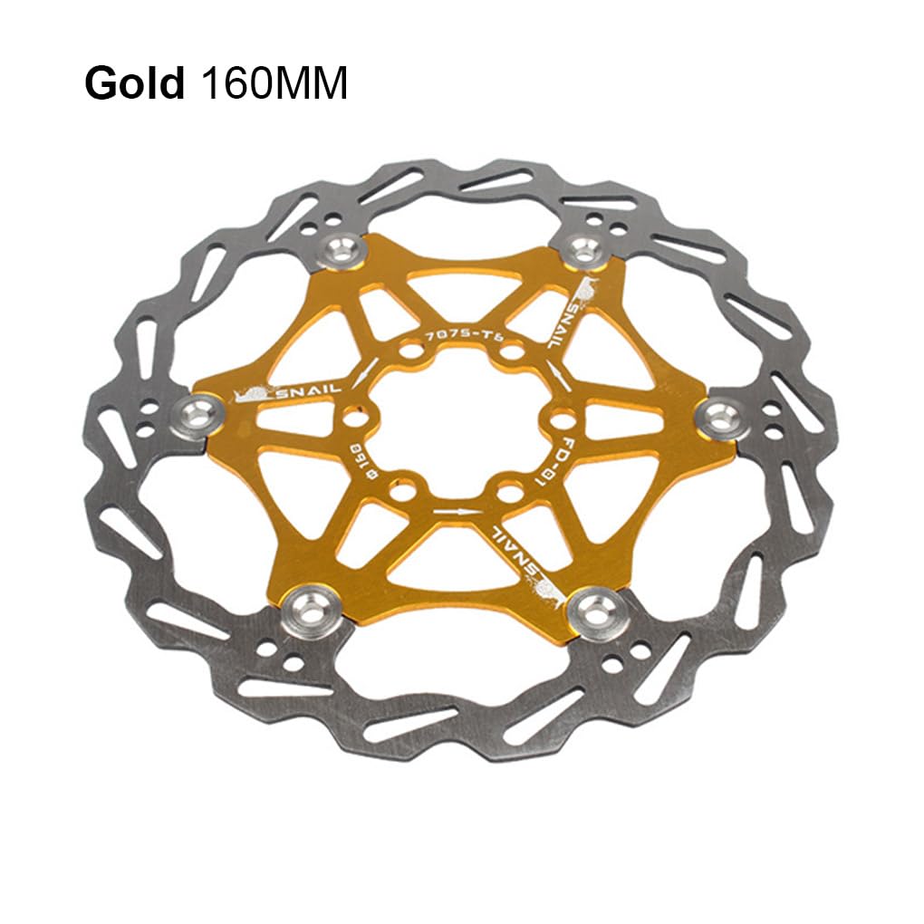 5 Satz Fahrrad Scheibenbremse Rotor Edelstahl Bremsbelag mit 11 Schrauben Radfahren Zubehör für Mountain Road Bike, Gold, 160 mm, Gold