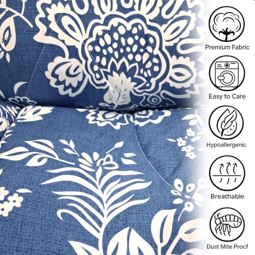 Image of MORADO Glace Cotton AC Comforter /Blanket /Quilt for Double Bed | Ultra Soft & Lightweight | All Season Reversible Comforter | Cozy Bedding for Home & Hotel | Size 90x100 Inches,Blue & Bale,Double