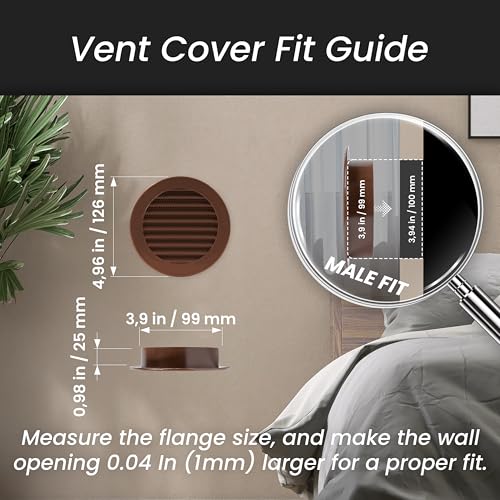 Image of REPA MARKET 4'' Inch Plastic Brown Round Soffit Vent Cover With Flange ABS Plastic Construction - Modern Style - Bathroom Ventilation