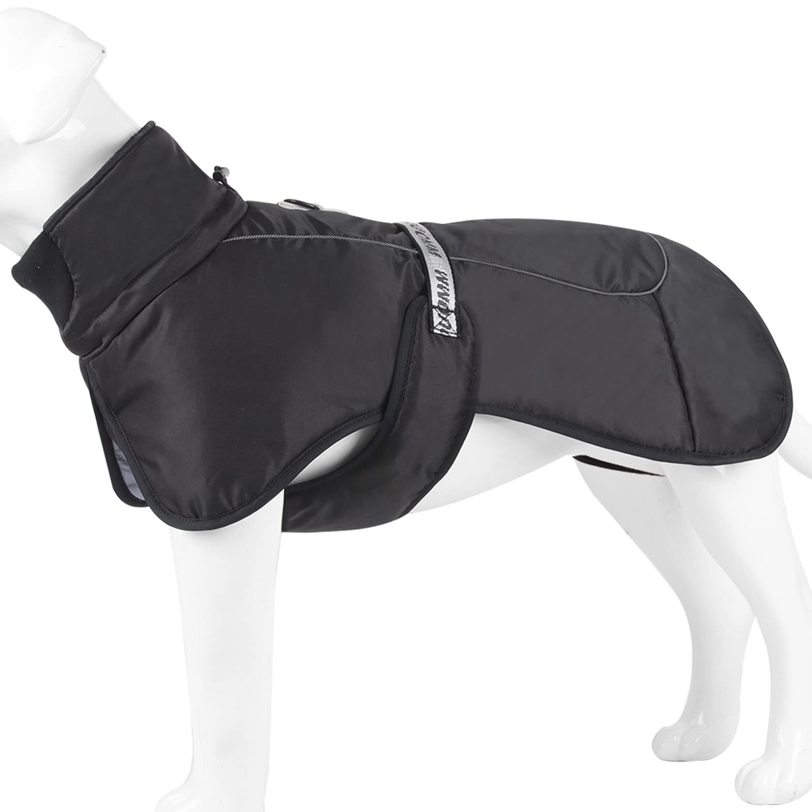 TONYFY Abrigo de invierno para perros, impermeable con cuello alto, chaqueta reflectante para perros con protección abdominal, ropa para perros, abrigo para perros grandes, pastor labrador, negro, 3XL