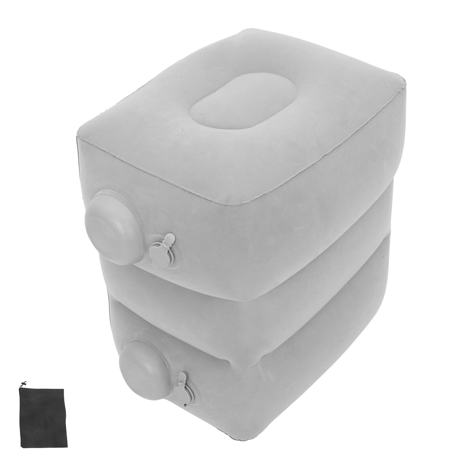 Hemobllo Reposapiés Inflable Ajustable para Avión y Oficina Cojín Inflable de PVC Flocado Gris Claro de 3 Capas Almohada Ergonómica para Viaje Bolsa de Almacenamiento Cómodo para Tren y