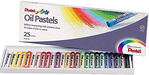Pentel Arts Oil Pastel Set, 5/16 x 2-7/16 Inch, Assorted Colors, Set of 25