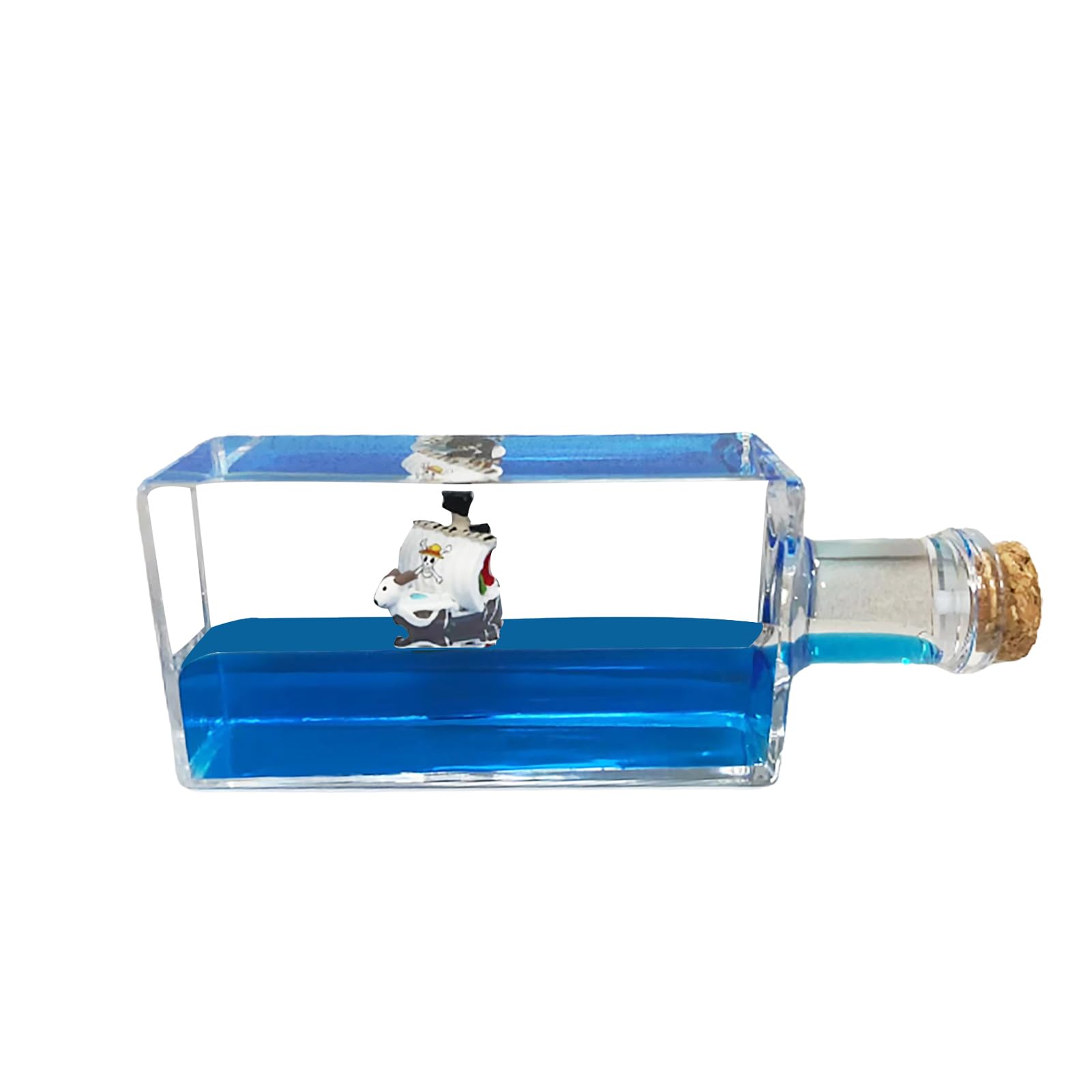 Going Merry Deko-Flasche, Schiffsmodell, Acryl, unsinkbar | Sanftes Schaukeln der Flüssigkeit wirkt entspannend, ideal zum Stressabbau am Schreibtisch, dekorativ für Büro und Zuhause