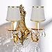 Lampshade, 2PCS E14 Screw Chandelier Tools Fabric Lampshade European Style Lamp Shade Wall Lamp with Gold Color Edging for Wall Table Floor Home