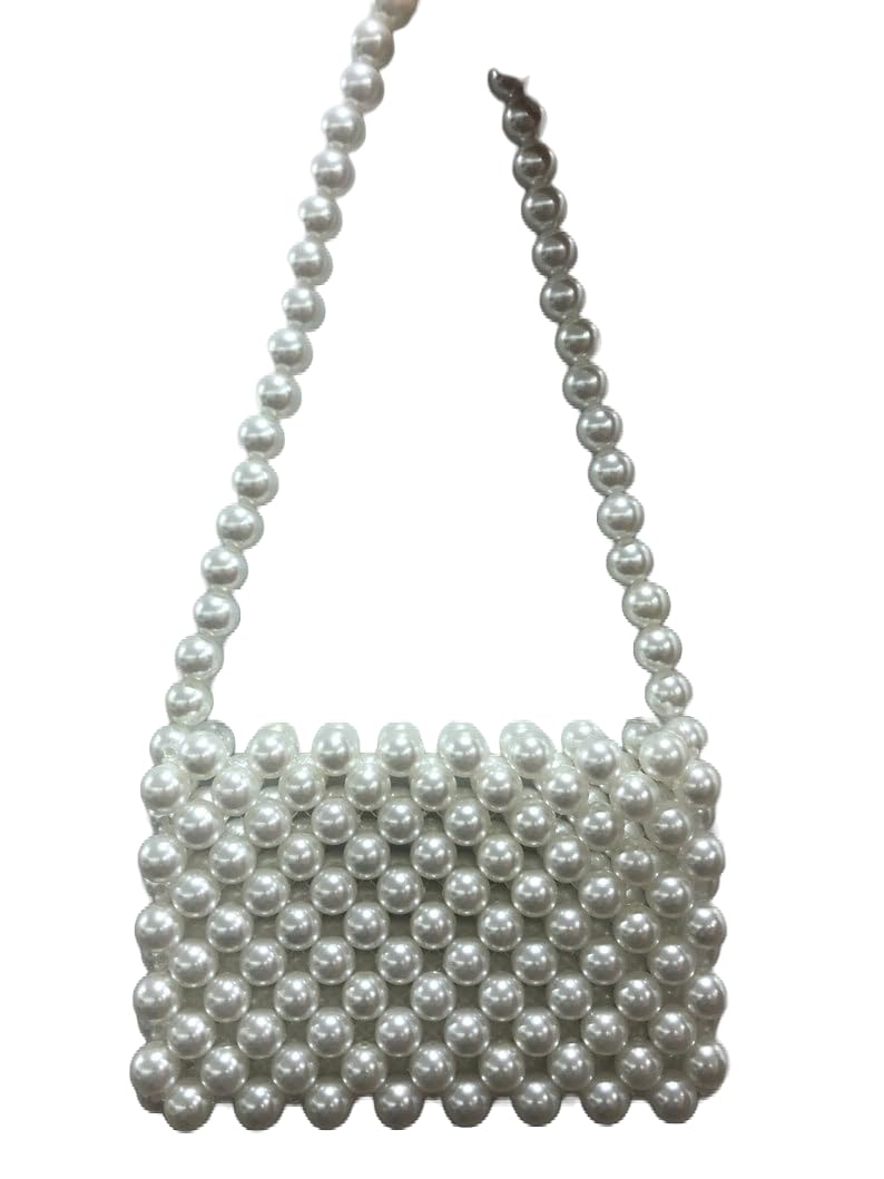 PR HAND WORKS Luxury White Pearl Purses Shoulder Bag for Women Beaded Clutch Evening Hand Bag for Parties (B0C7N35DW2) Amazon Price History, Amazon Price Tracker