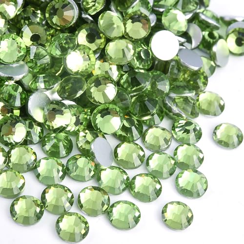 Image of 288 Pieces SS30 /6.4-6.6mm Flat Back Crystal Rhinestones Round Gems for Nail Art,Lt.Peridot