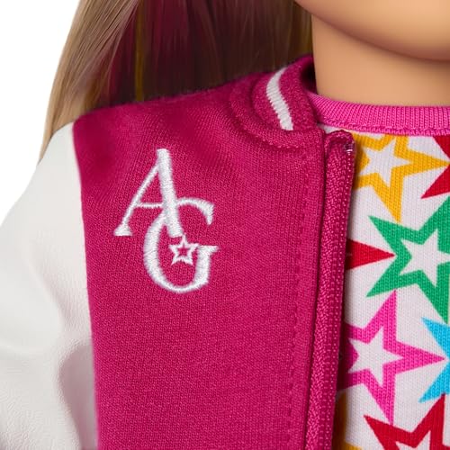 Image of Bundle of American Girl, Truly Me 18-inch Doll #100 with Dark-Blue Eyes, Straight Blonde Hair, Light-to-Medium Skin, for Ages 6+ + Truly Me 18-inch Doll Outfit, Bows & Blooms Outfit, for Ages 6+