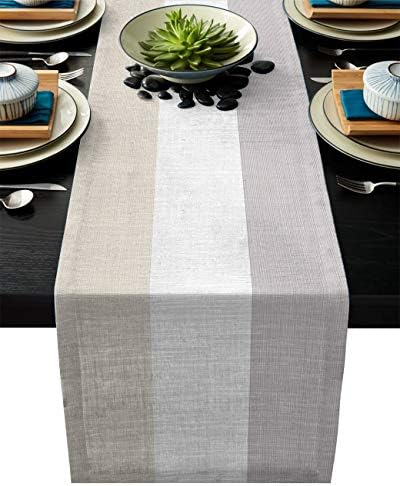 Custom Bed USA Geometric Table Runner Dresser Scarf 13x90inch Linen Burlap Table Runners Non-Slip Heat Resistant Cloth Placemat Home Decor for Wedding Banquet Decoration - Ethnic Stripes Modern Art