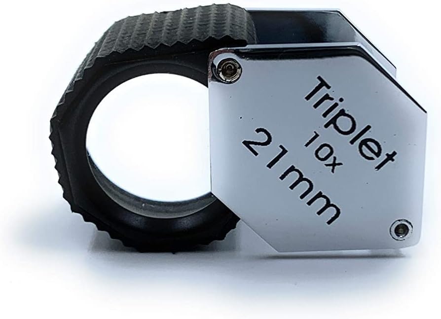 Jewellers Eye Loupe 21mm 10x Rubber Grip Magnifying Lens Triplet Glass Folding Pocket Size Hand-Held Portable for Jewellery, Diamond & Gemstone Grader, Watchmaker & General Purpose Magnifier