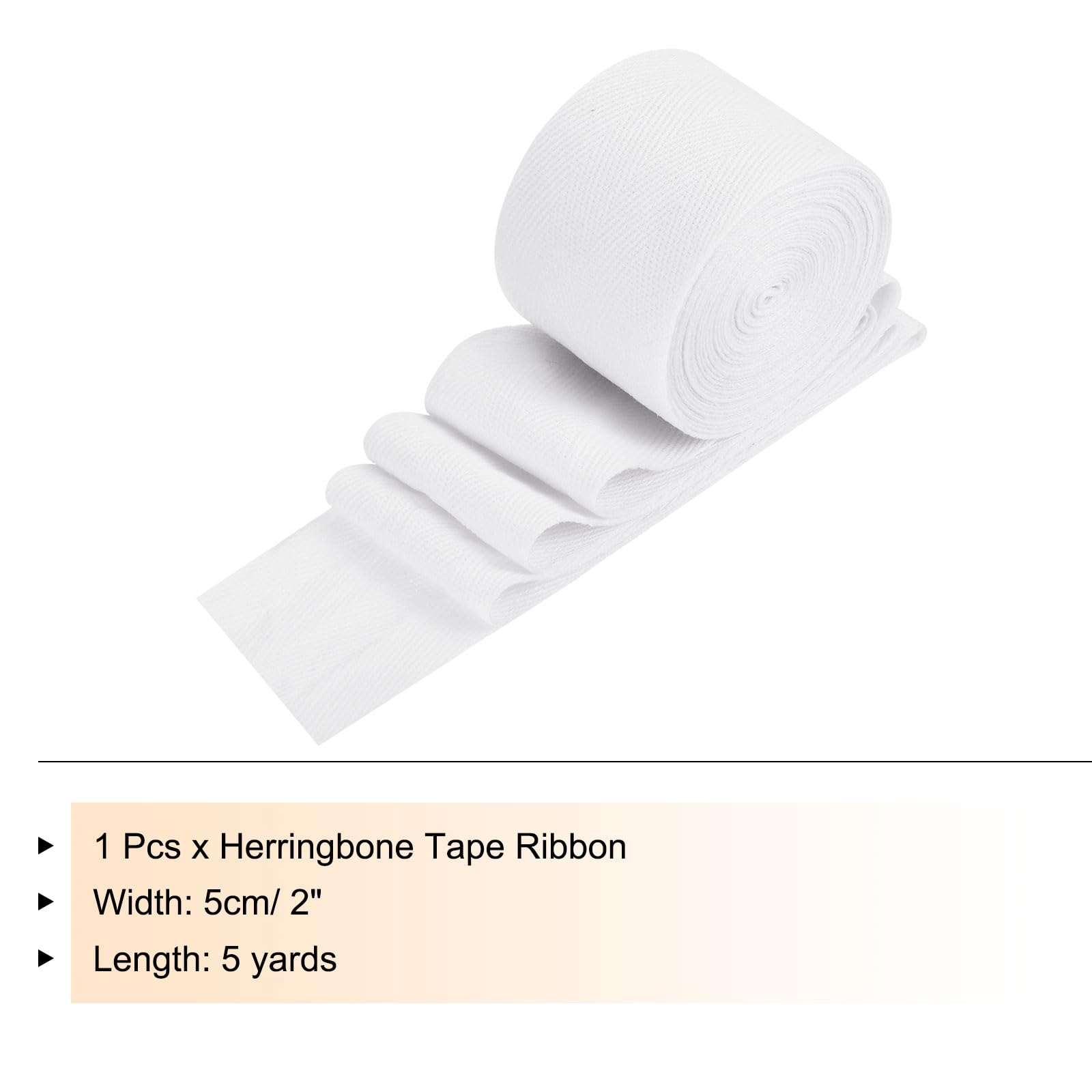 PATIKIL Cotton Twill Tape 2 Inch 5 Yards Cotton Ribbon Bias Binding Tape Herringbone Webbing Trim for Sewing Gift Wrapping Craft DIY White - Image 2