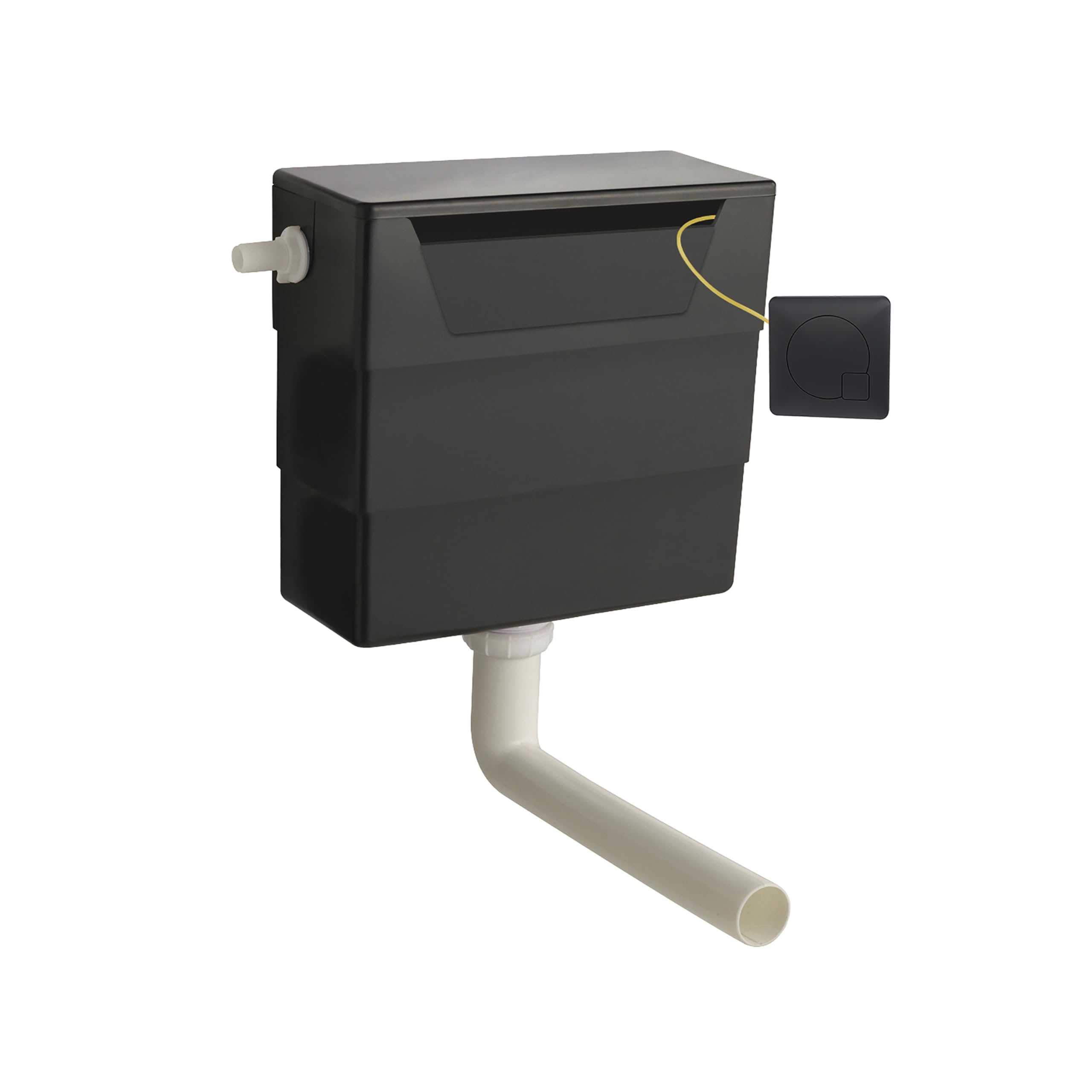 Balterley Black Universal Water Saving Dual Flush Side Inlet & Square Flush Plate - Matt