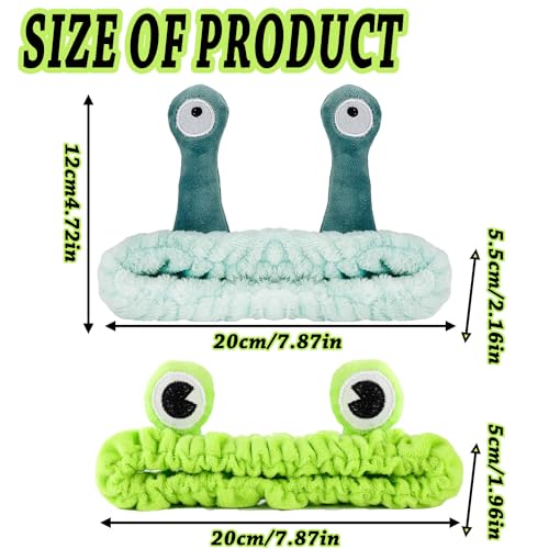 AOOTUERL 2 Pcs Skincare Headband, Cute Frog Headband and Snail Headband Headband - Image 2