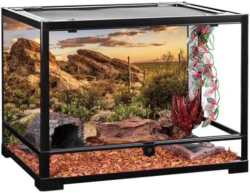 AWERT Reptile Habitat Background Blue Sky Oasis Cactus Sun and Desert Terrarium Background 24x16 inches Durable Polyester Background - 3