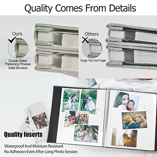 Large Photo Album 60 Self Adhesive Pages Black Linen Hardcover Magnetic Picture Book For 4×6 5×7 8×10 Pictures Diy Scrapbook (11X10.6Inch) With Metal Pen And Plastic Board #TOP4