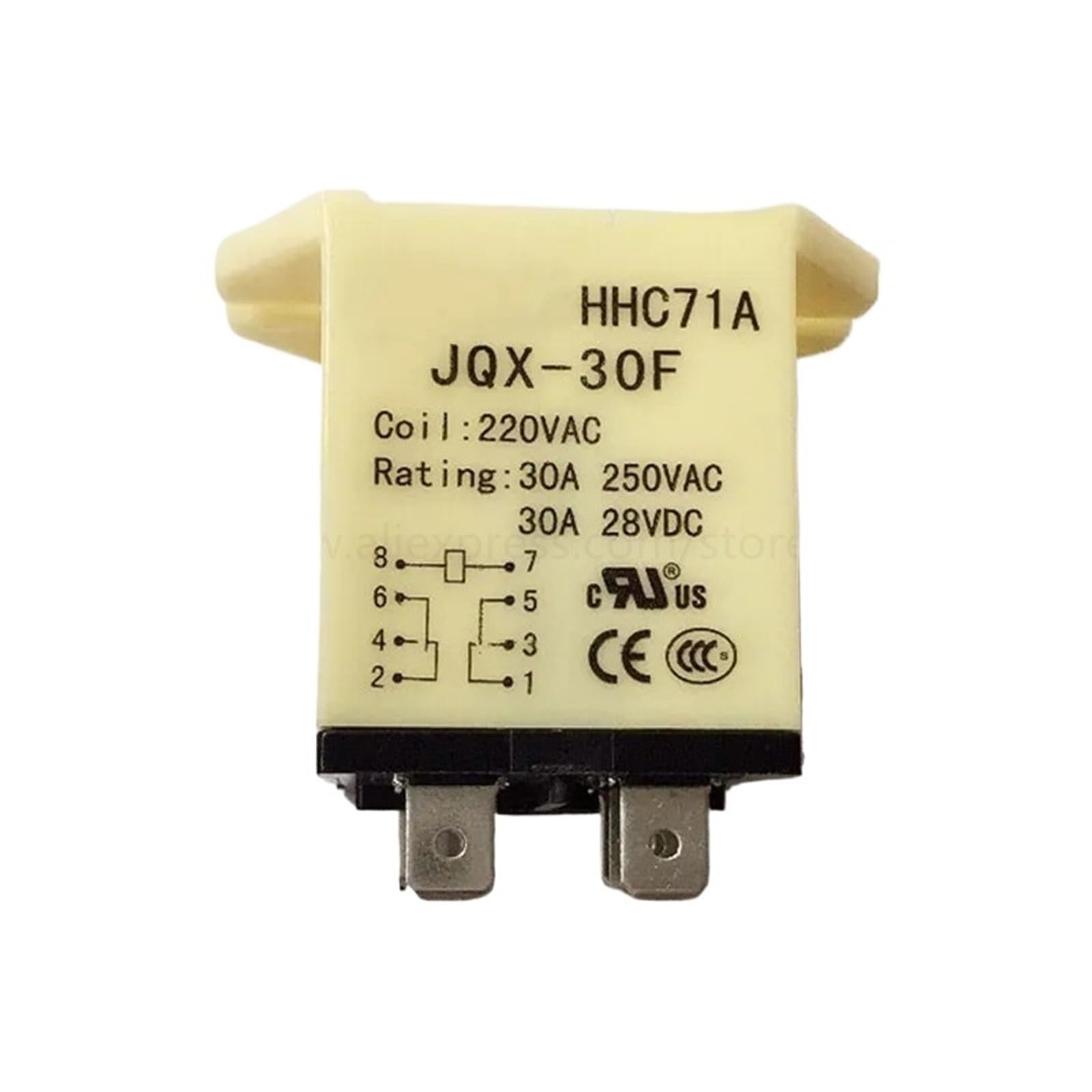Relais de puissance JQX-30F 30A 220V AC 8-Pin pour contrôle de démarreur haute puissance